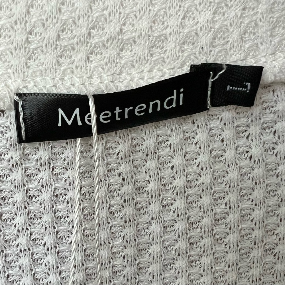 Meetrendi Women's White Cardigan Waffle Knit Sweater Size L Brand New - Picture 2 of 3